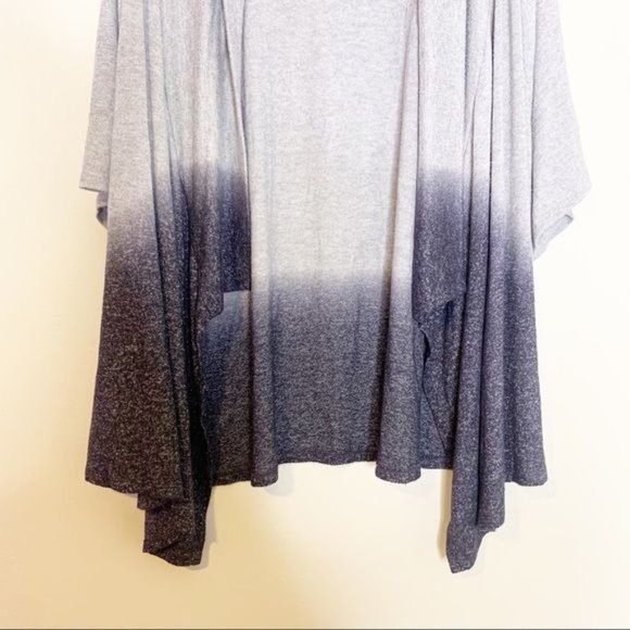 NEW Status by Chenault Charcoal Grey Dip Dye Ombre Open Front Cardigan Medium - Picture 5 of 10